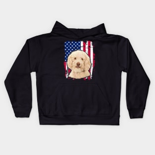 Poodle Us Flag 4Th Of July Kids Hoodie